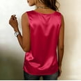 thumbnail image 3 of Women's Summer Sleeveless Silk Satin Tank Tops Blouse Loose Casual V Neck Blouses Shirt Wine XL, 3 of 3