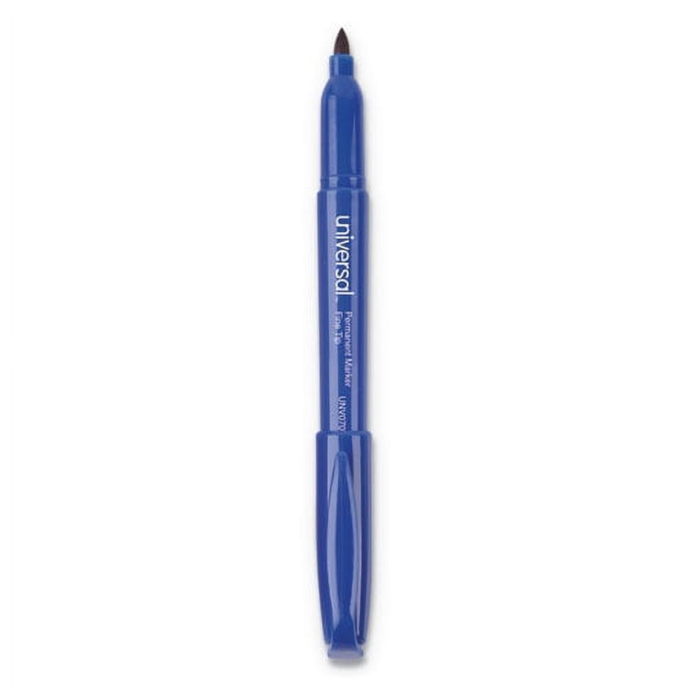 Pen-Style Permanent Marker, Fine Bullet Tip, Blue, Dozen | Bundle of 10 Dozen