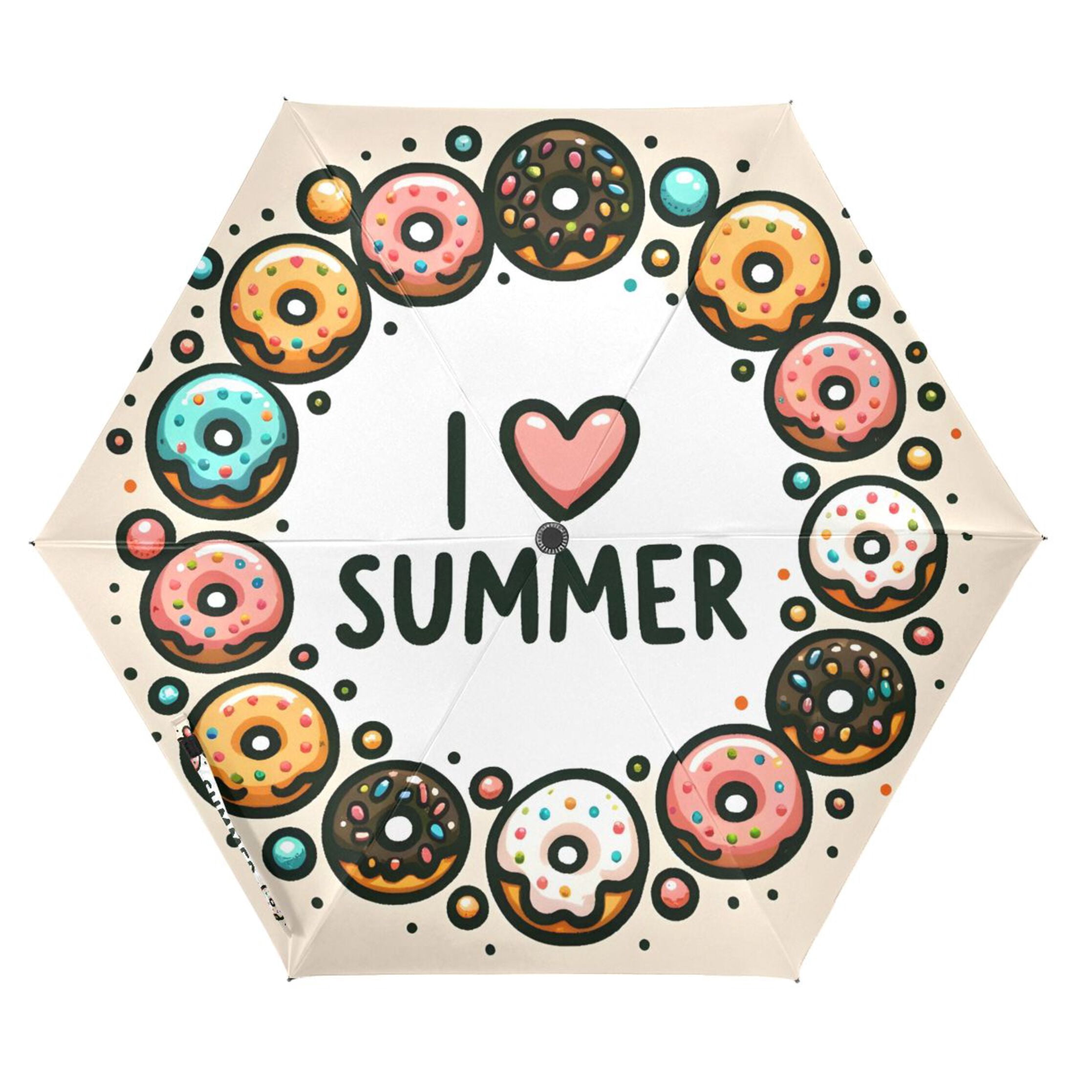 Cute Colorful Donuts Compact Sun Umbrella Windproof Travel Umbrellas for Rain Strong Portable UV Protection