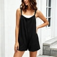 thumbnail image 5 of JSheng Jumpsuits for Women Casual Summer Rompers Sleeveless Loose Backless Solid Color Shorts Overalls Jumpers with Pockets A-Black L, 5 of 5