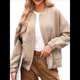 thumbnail image 1 of Chaquetas para Mujer, Moda de Otoño, Bonitos Abrigos de Jacquard, Chaquetas con Cremallera, Elegantes e Informales. Albaricoque XL, 1 of 9