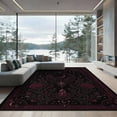 thumbnail image 2 of ODIKA 8'x10' Washable Area Rug Dark Red Black Celestial Floral Design Mystical Moon and Star Motif with Accents for Dining Room, Large Office, Lounge, Non-Slip Chair-Friendly Mat, 2 of 7