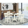 thumbnail image 1 of East West Furniture - DLVA5-LWH-C - 5-Piece Kitchen Table Set- 4 Dining Chairs with Linen Fabric Seat and Slatted Chair Back - Drop Leaves Dining Table - Linen White Finish, 1 of 4