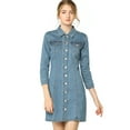 thumbnail image 1 of Vestido Camisero De Mezclilla Hasta La Rodilla Allegra K Mujer Bebe azul XS, 1 of 6