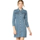 thumbnail image 1 of Vestido camisero de Mezclilla Allegra K Hasta la rodilla con Manga 3/4 y botones Vintage para Mujer azul M, 1 of 6