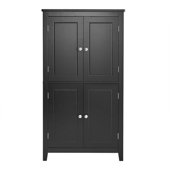 Resenkos Storage Cabinet,Kitchen,Pantry Cabinet,Elegant Bathroom Floor Storage Cabinet, Bathroom Storage Unit, Cabinet with 4 Doors, Black
