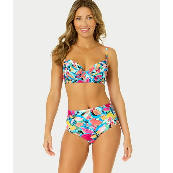 Amalfi Floral Shirred Underwire Bikini Top Swimsuit