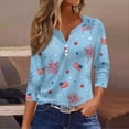 thumbnail image 2 of 4th of July Shirts Women 3/4 Sleeve T-Shirts Casual American Flag Print Tops USA 250th Anniversary Celebration Party Pullover Independence Day Patriotic V Neck Blouses Multicolor L, 2 of 6