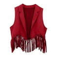 thumbnail image 1 of Wxirdiow Mode Filles Enfants Gilet Cowboy Western Garçons Filles Robe à Franges en Daim Rouge Taille, 3-4 Ans, 1 of 3