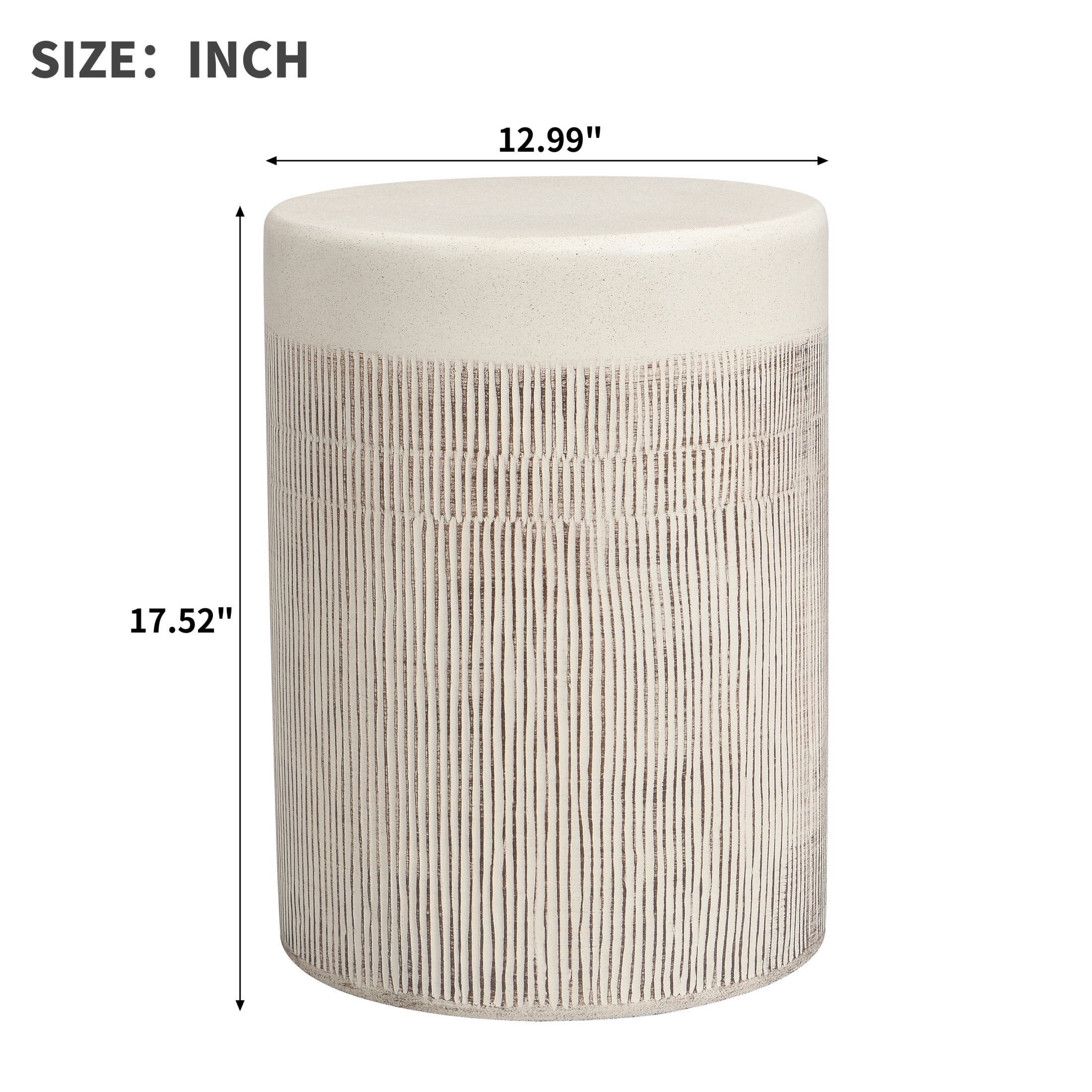 Christopher Knight Home 17.52" Indoor/Outdoor MGO Side Table with Vertical Textured Design, White