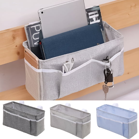 ACDANC Bedside Caddy,Bedside Storage Organizer,Table Cabinet Hanging Storage Organizer,Canvas Bedside Pocket,Under Mattress Holder Bag for Book,Ipad,Tablet