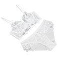 thumbnail image 3 of Underwear Bra Set Unlined Underwire Bra Lace Bralette Lace Bra Set Underwear Floral Adjustable Strap V Neck Sheer Bra Panty Set For Women White 75B, 3 of 8