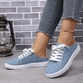 thumbnail image 4 of BOERTEU Women Frayed Edge Canvas Mule Sneakers, Lace Up Slip On Backless Casual Flat Shoes, Lightweight Non-Slip Walking Loafers for Daily Wear, 4 of 10