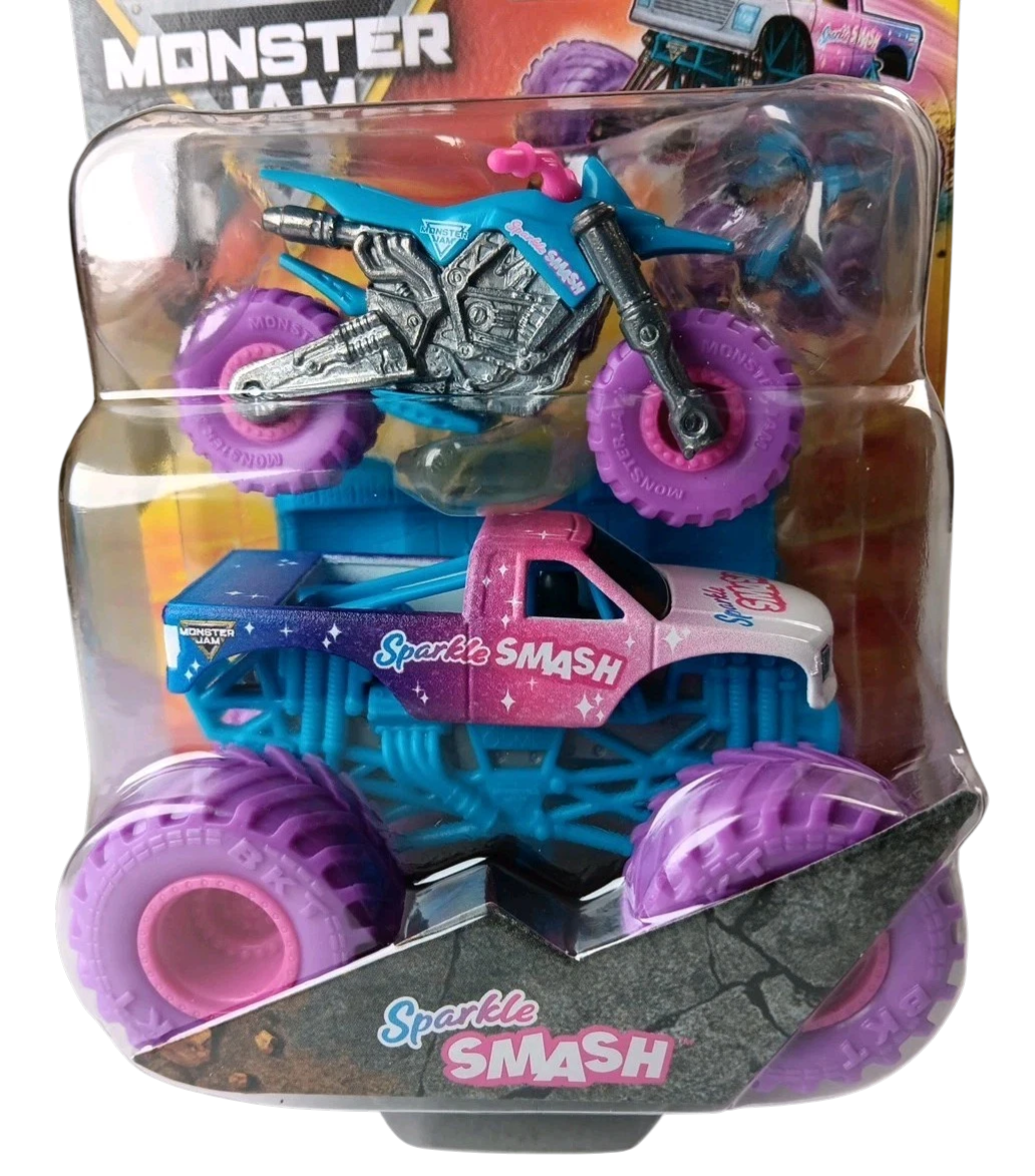 Spin Master Games, Monster Jam Sparkle Smash Truck & Dirt Bike 2