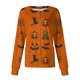 thumbnail image 1 of Women Long Sleeve Pattern Pocket Working Halloween Print Stand-up Collar Single-breasted Protective Overalls Cardigan Jacket Top, 1 of 4