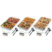 Sterno Disposable Chafing Dish Buffet, Set of 3 Full-Size Chafing Dishes for Buffet, 6 Sterno Fuel Cans (2.25hr), 6 Food Pans, 3 Water Trays, and Serving Utensils for Parties & Catering