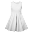 thumbnail image 5 of Fjofpr Girls Clothes under $10 Girls Sleeveless Stretchy Dress A Line Twirly Skater School Recital Dress Short Sleeve Round Neck Dress（3-14Y）, 5 of 6