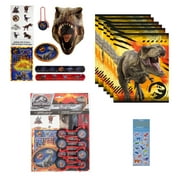 Jurassic World Party Supplies Bundle Pack Includes 8 Plastic Loot Bags, 48 Pc Favor Pack Includes 8 Sticker Sheets, 8 Tattoos, 8 Activity Sheets, 8 Slap Bracelets, 8 Paper Masks, 8 Disc Shooters