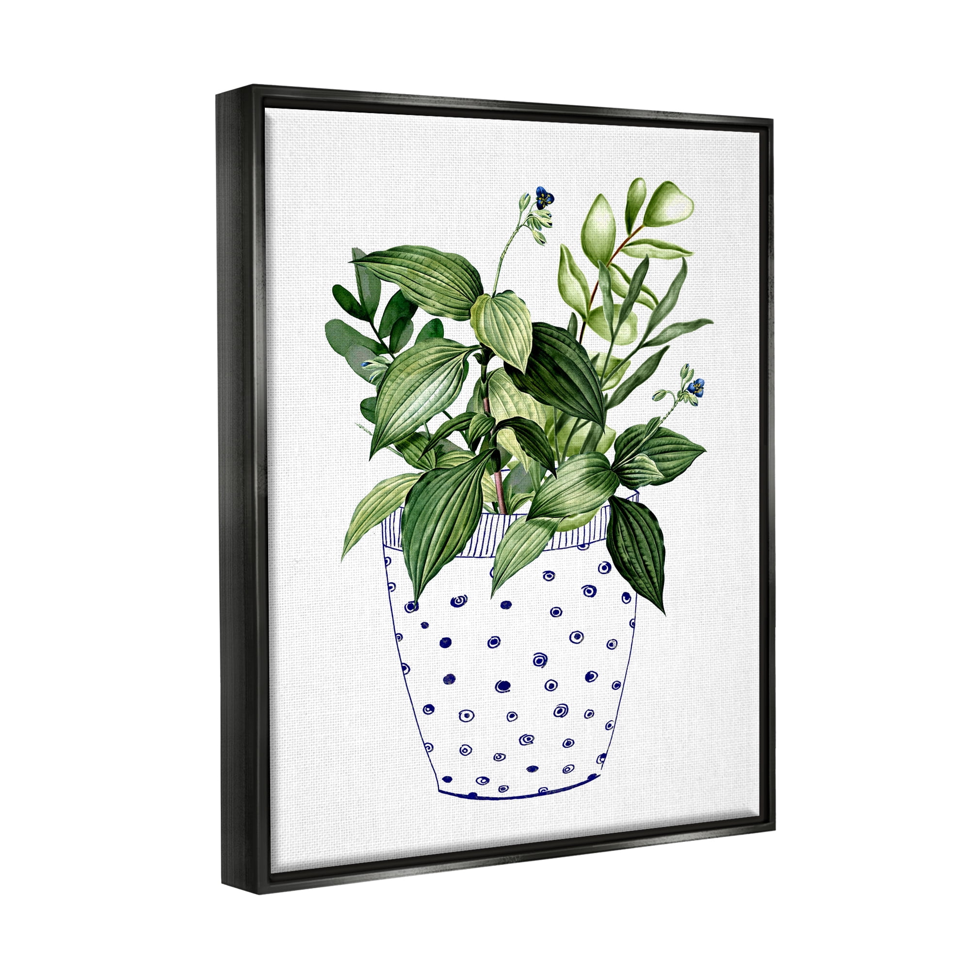 Stupell Industries Modern Potted Plant Botanical & Floral Painting Black Floater Framed Art Print Wall Art, 17 x 21
