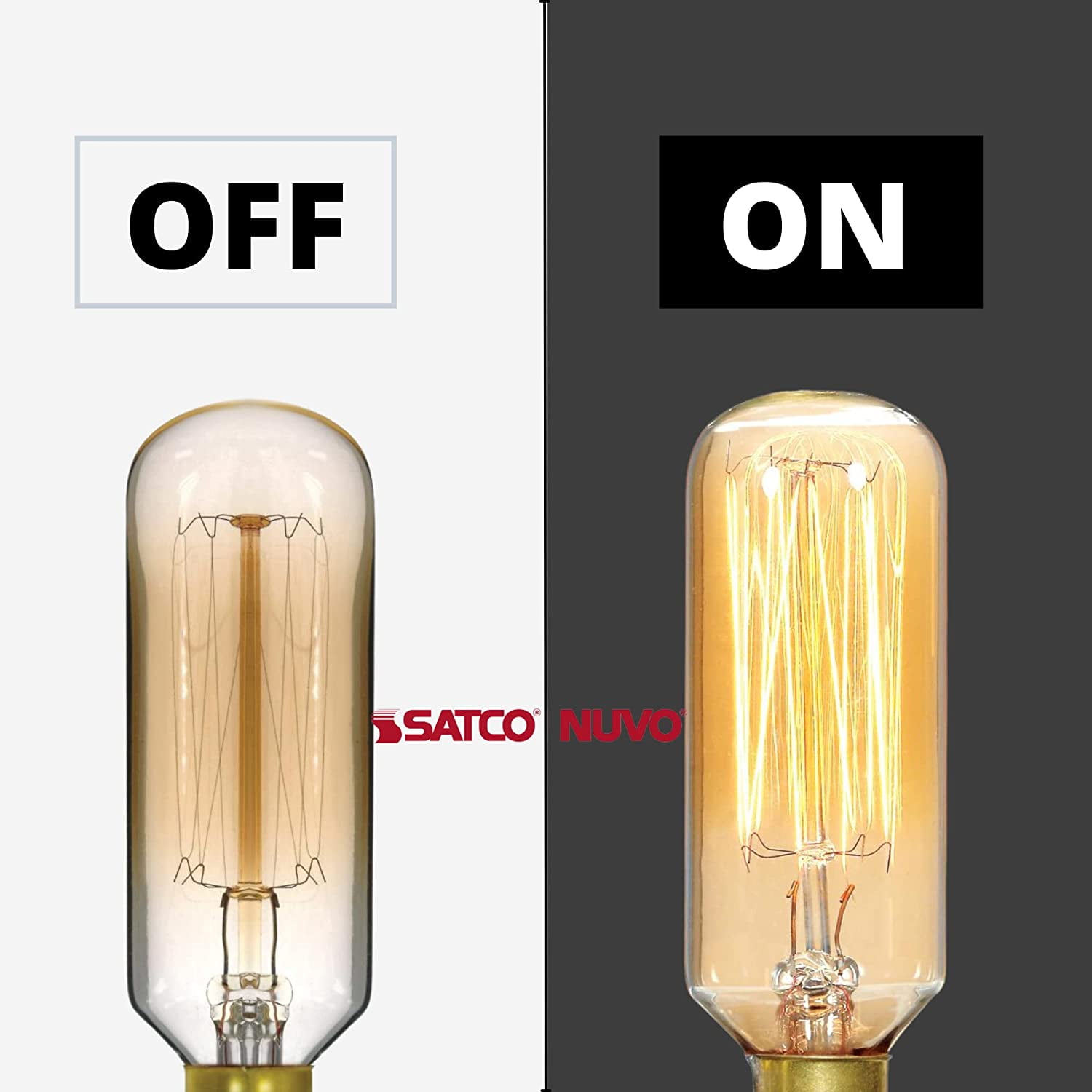 SATCO S2420 40W 120V T9 Incandescent Bulb Clear Gold Vintage E12 Candelabra Base (10 Pack)