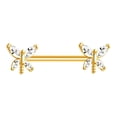 thumbnail image 1 of Piercing de mariposa con diamantes de imitación de 14 g, diseño moderno de acero inoxidable de 16 mm Oro, 1 of 8