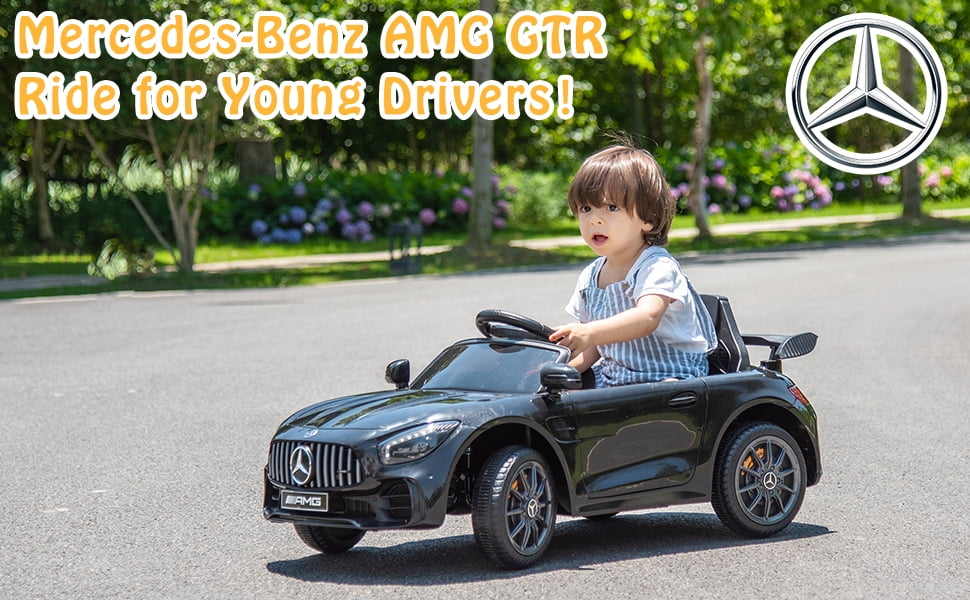 Winado 12V Kids Ride On Car for Toddlers, Licensed Mercedes Benz AMG GTR, Powered Electric Vehicle with 2.4G Remote Control, Black