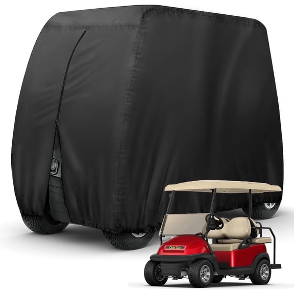 Smlper Golf Cart Cover 4 Passenger Heavy Duty, 420D Waterproof Golf Cart Covers Extended Roof Compatible with Golf Carts, Outdoor Dustproof 4 Seat Cover (Up to 112 Inch)