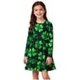 thumbnail image 1 of Robe à Manches Longues pour Filles, Robe Patineuse Évasée et Tournoyante, Robe Extensible pour Récital de Ballet, Robe de Fête à Col Rond pour Enfants, Tenue de Vacances et de Tous les Jours, 1 of 6