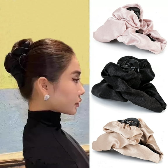 Silk Hair Clip for Women,Cloud Hair Claw Clips High Cranial Crest,4.7” Large Banana Jaw Clip Strong Hold, Barrettes Nonslip,Hair Accessories Birthday Gift for Girls Thick Curly Hair(3PCS)