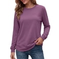 thumbnail image 2 of MOSHU 3 Pack Pullover Sweatshirts for Women Crew Neck Long Sleeve Shirts Casual Loose Fit Sweatshirts Curved Hem Tunic Tops, 2 of 9