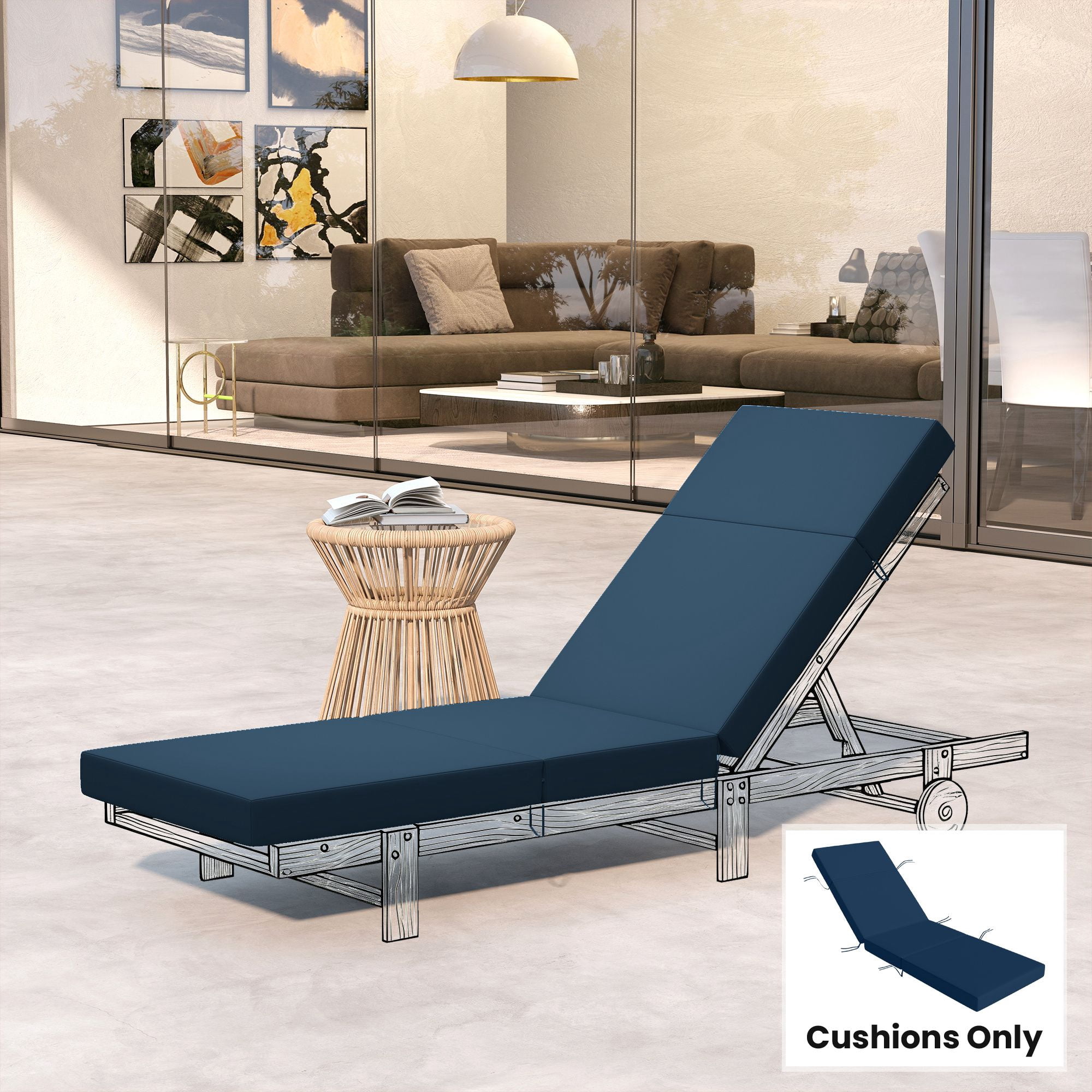 Alvantor Chaise Lounge Cushion 4" Lounge Chair Cushion for Outdoor Patio 26" x 80 ", Navy Blue