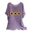 thumbnail image 2 of BVOFAR T-Shirts Graphiques Tournesol Mignons pour Femmes Coton Lin Manches Courtes Chemises Été Col Rond Blouses Coupe Ample Décontractée, 2 of 7