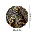 thumbnail image 3 of Zhourta Aluminum Jesus Wall Plaque 7.87Inch Diameter Craft Ornament for Holiday Home Decor and Spiritual Gift Giving, 3 of 6