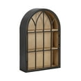 thumbnail image 5 of Kate and Laurel Megara Decorative Wooden Hanging Arched Wall Cabinet with Door for Open Storage, 16 x 6 x 24, Black and Natural Wood, Wooden Floating Wall Bathroom Cabinet for Above Toilet Storage, 5 of 10