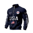 thumbnail image 3 of Dwelliawo 1/4 Zip Men's American Flag Waffle Knit Sweatshirt American Flag Anniversary Usa Flag Patriotic Graphic Sweatshirts Casual Lightweight Pullover Sweatshirt Navy 5XL, 3 of 4
