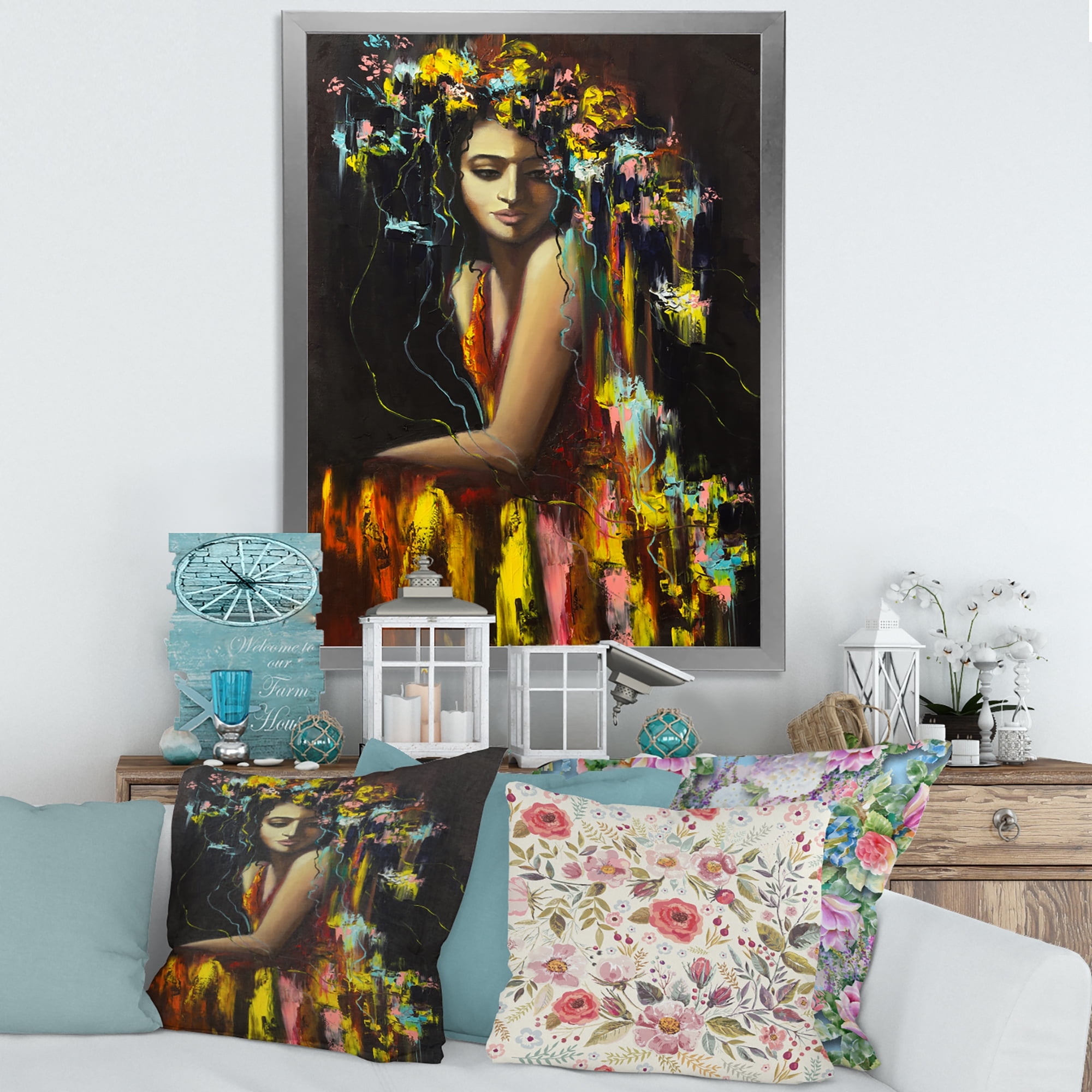 Designart 'Modern Portrait Of A Young Girl' Modern Framed Art Print
