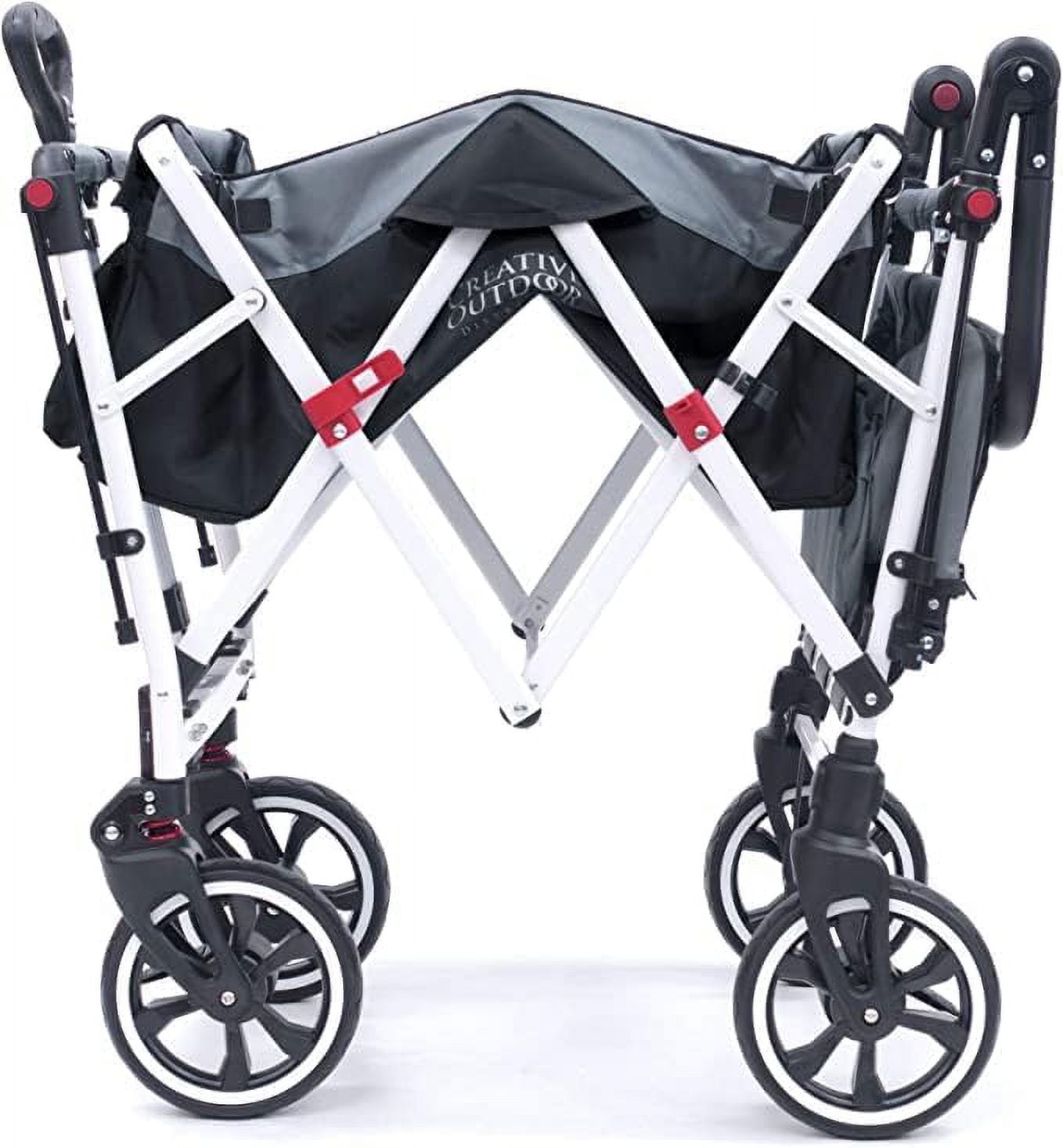 Creative Outdoor Titanium Series Push Pull Wagon Stroller with Canopy Folding Wagon for Kids, Black/Gray