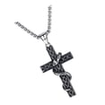 thumbnail image 5 of ifundom Black Titanium Steel Cross Pendant Necklace for Men, Stylish Fashion Jewelry Accessory, 18.5 Inch Chain, 5 of 8