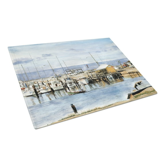 Caroline's Treasures The Pass Bait Shop Glass Cutting Board Large