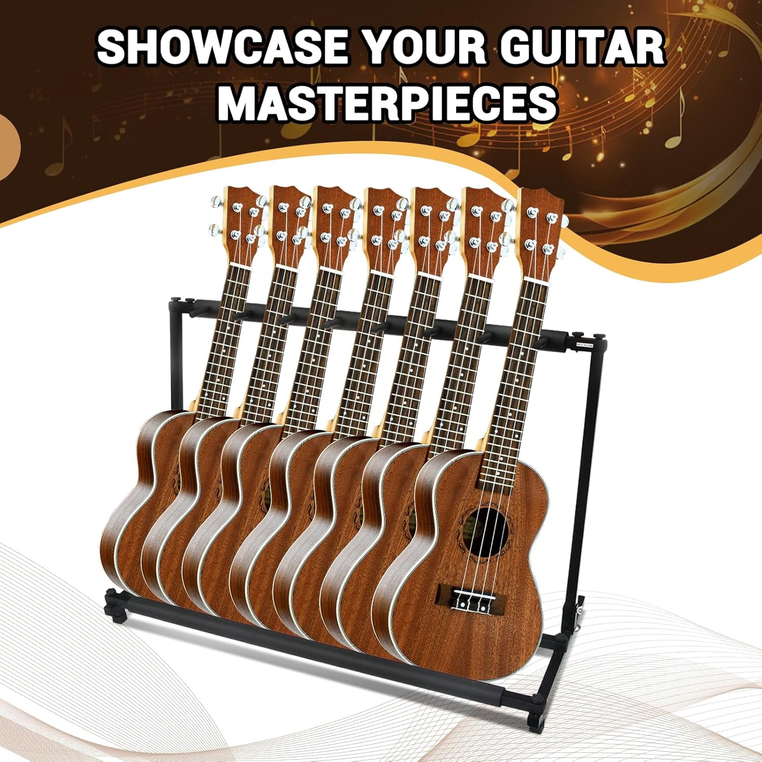 Foldable Guitar Stand, 7 Holder Metal Foldable Guitar Stand, Multiple Instrument Stage Studio Display Rack For Violin, Electric, Ukulele, Guitar