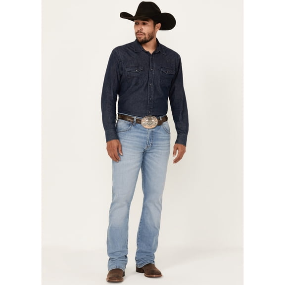 Wrangler Men's Retro Woodmere Light Wash Slim Bootcut Stretch Denim Jeans - 112346916 38W x 34L US