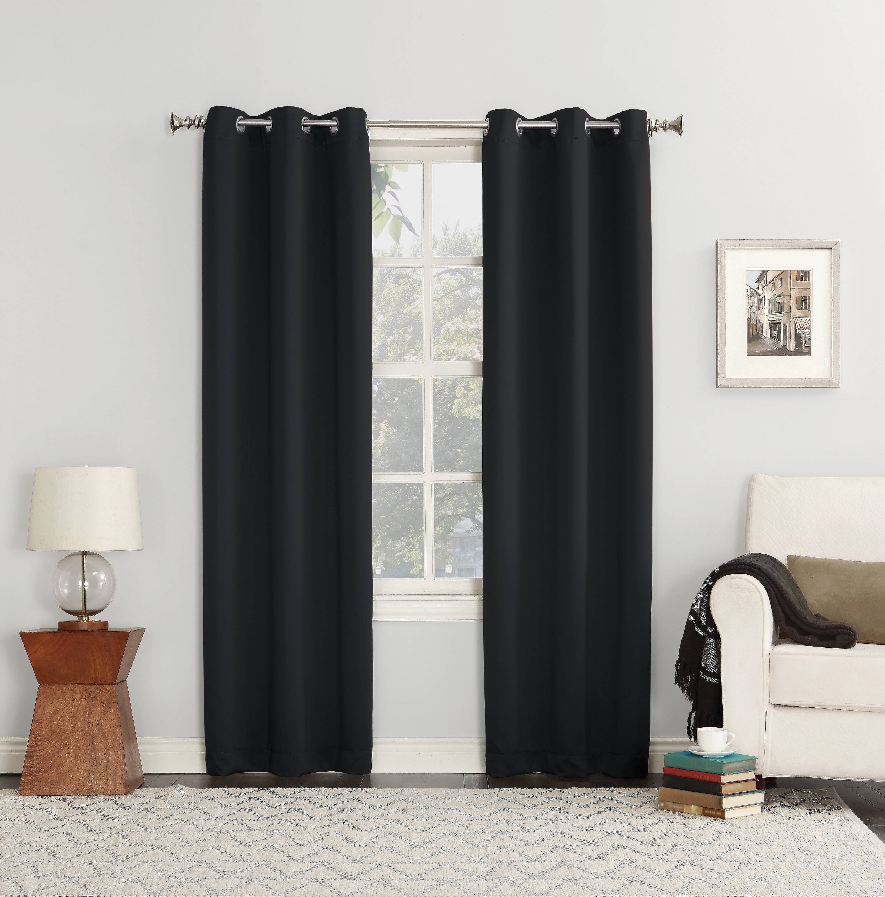 Sun Zero Nolan Energy-Efficient Blackout Curtain, Black, 40x63 photo 6