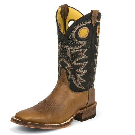 Justin Boots Mens Bent Rail Performance Tobacco Cowhide 11 Black Top Square Toe Boot 10.5 D Tobacco Cowhide/Black
