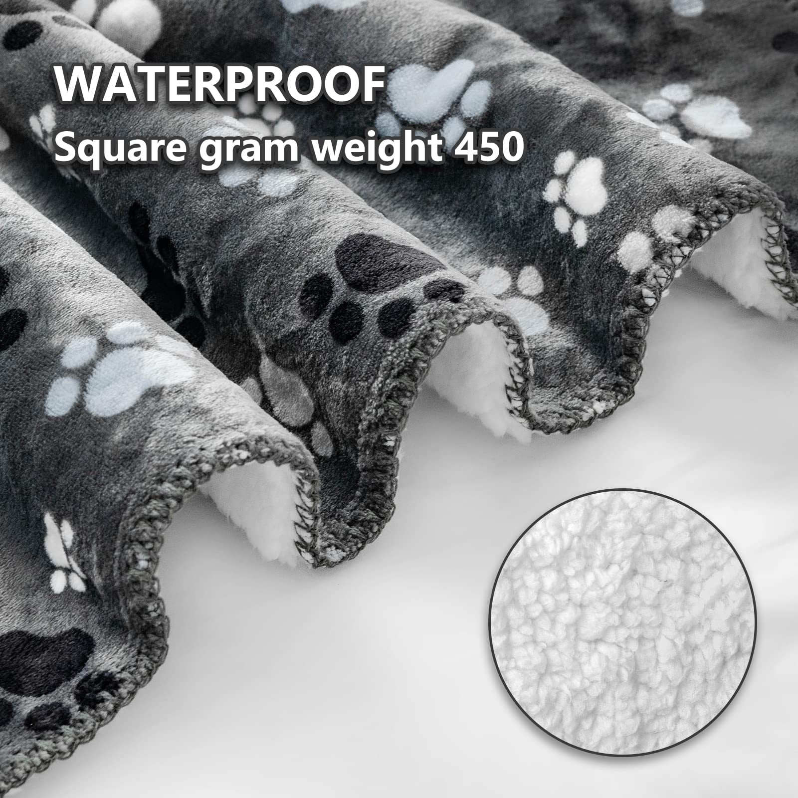 Waterproof Pet Blanket Dog Blankets  Pattern Printing Super Soft Warm Fluffy Facecloth Sofa Car Bed Protector Urine Proof Washable For Puppy Large Dogs & Cats(dog Paw130cm*153cm)