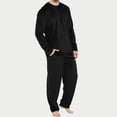 thumbnail image 2 of APEXFWDT Men’s Flannel Pajama Set Round Neck Long Sleeve Pullover & Elastic Waist Long Pants Winter Sleepwear,M,Gray, 2 of 2