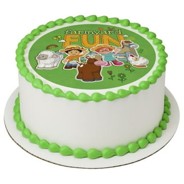 Little People Farmyard Fun PhotoCake® Edible Cake Topper Icing Image, (8 Inch Round)