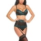 thumbnail image 1 of Conjunto de lencería para mujer con ligueros, sujetador sexy y bragas con aros, 1 of 7