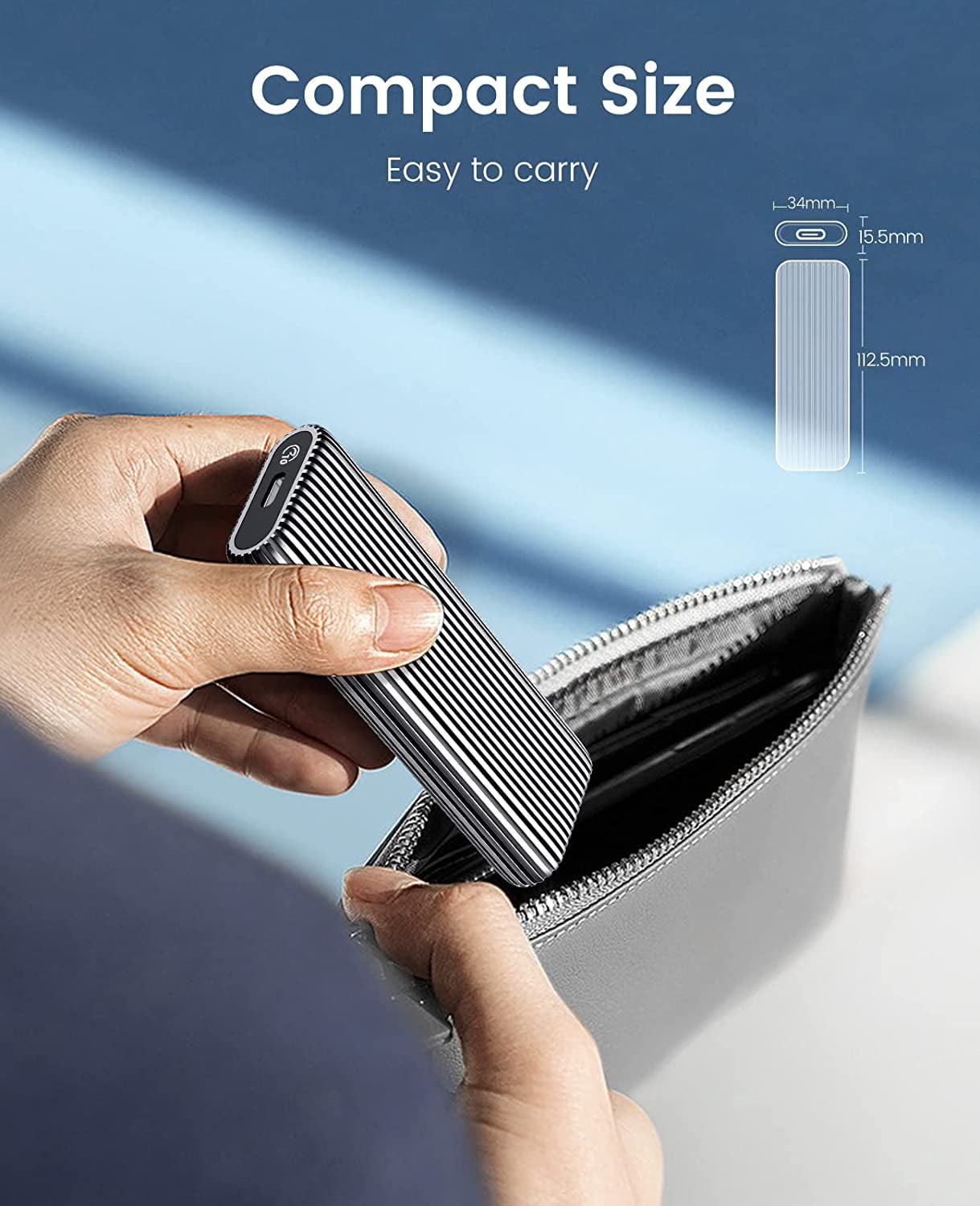 ORICO m.2 NVME SSD Enclosure 10Gbps USB3.2 USB-C M2 Aluminum External Hard Drive Case for m.2 PCIe NVMe M-Key 2230/2242/2260/2280 SSD,Support UASP Trim