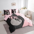 thumbnail image 3 of Homewish Botanical Plants Leaves Bedding Comforter Set 7 Pieces for Female Men Women,Retro Vintage Aesthetic Full Bedding Set Lightweight,Mid Century Stripes Fitted Sheet Flat Sheet, 3 of 8