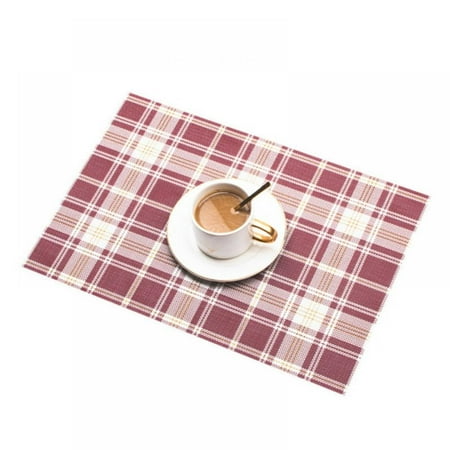 

Xmarks Placemats for Dining Table Anti-Skid Heat-Resistant Washable PVC Table Mats Durable Stain Resistant Woven Vinyl Kitchen Table Mats Placemats Set of 4